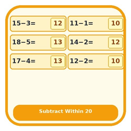 Subtraction Vertically within 20