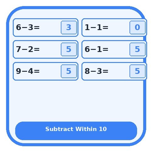 Subtraction Vertically within 10