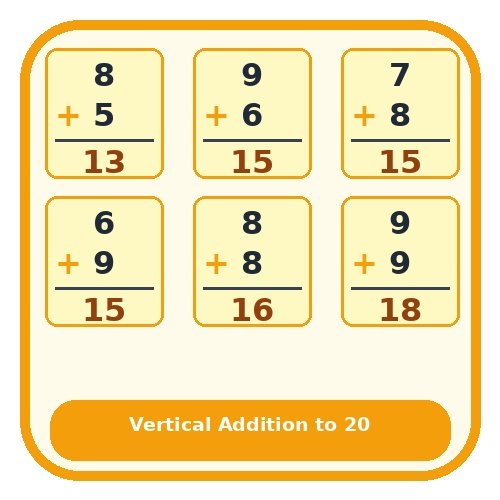 Vertical Addition - Sums to 20
